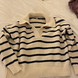 Madewell Striped Knit Polo Sweater